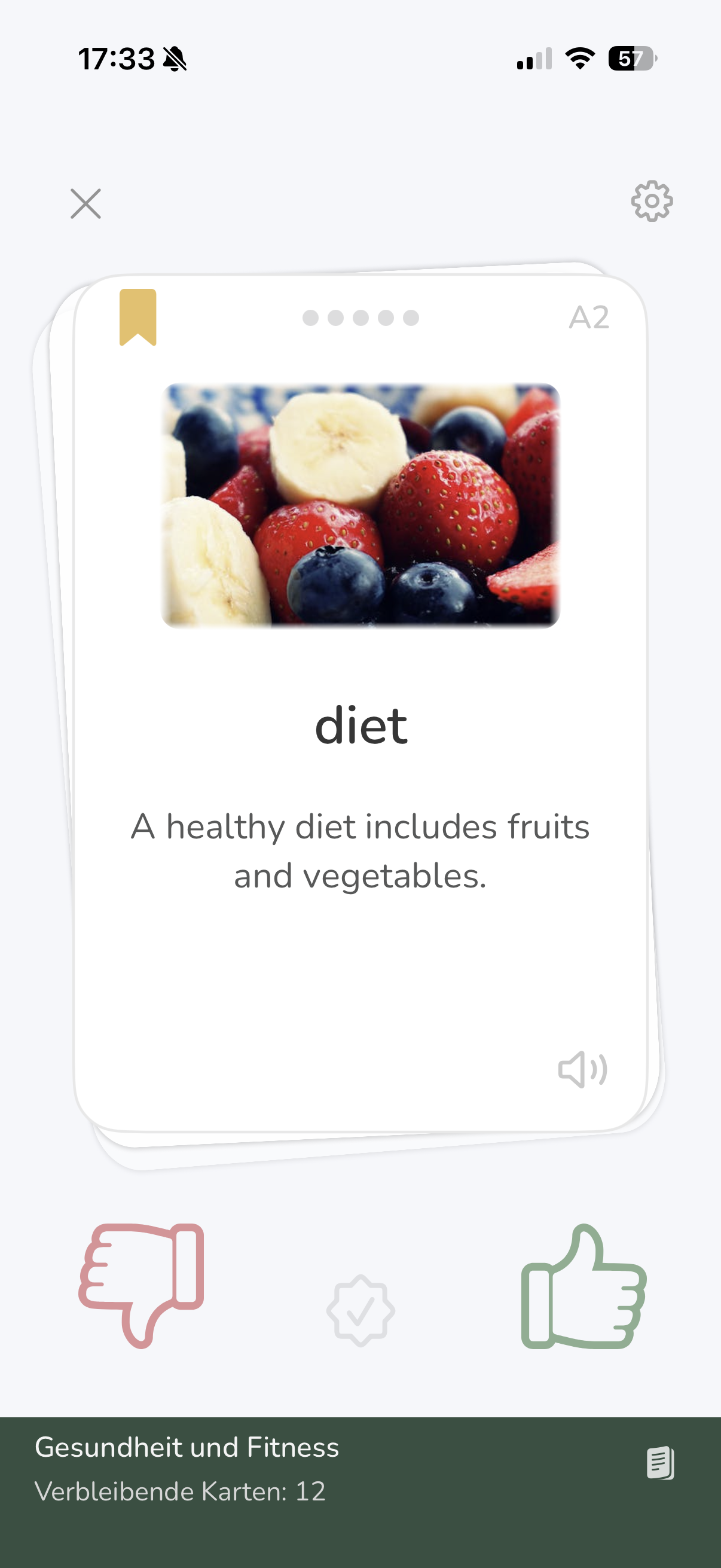 Vocabu study vocabulary – flashcard with three rating options